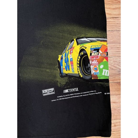 VINTAGE 1998 NASCAR M&M CARTOON ERNIE IRVAN RACING T SHIRT SIZE XL 90S RACE CARS - Picture 4 of 6